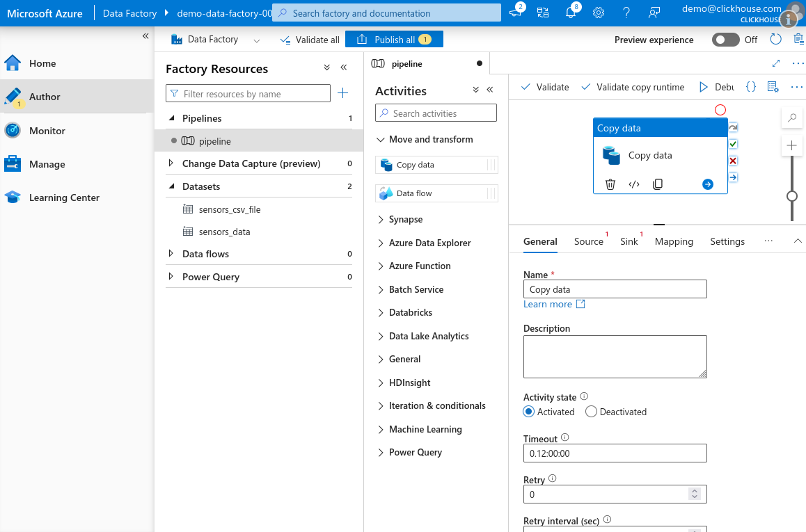 새 Copy Data 항목