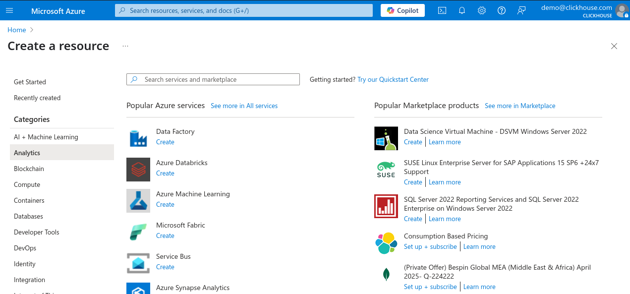 Azure Portal 새 리소스
